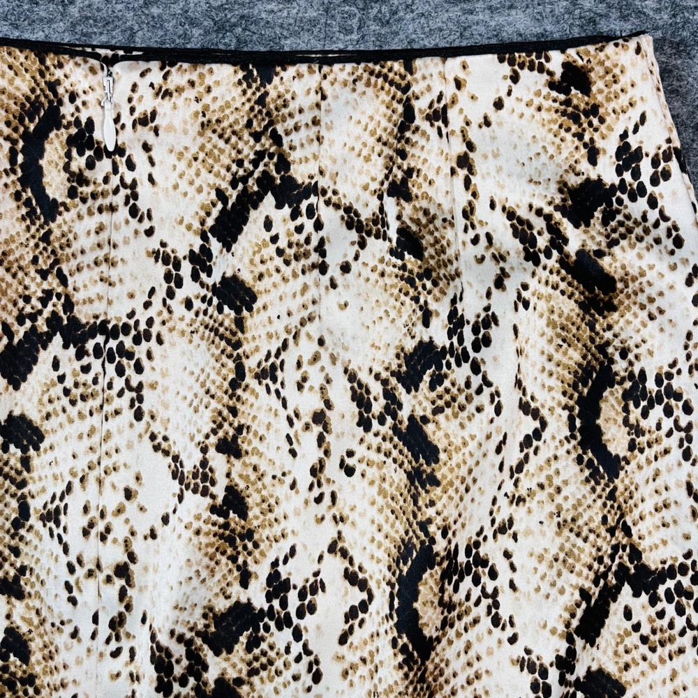 White House Black Market Pencil Skirt Womens 12 Tan Snakeskin Floral Office Chic - Picture 2 of 10